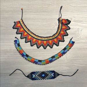 Colombian Handmade Colorful Beaded Necklace and Bracelet Set